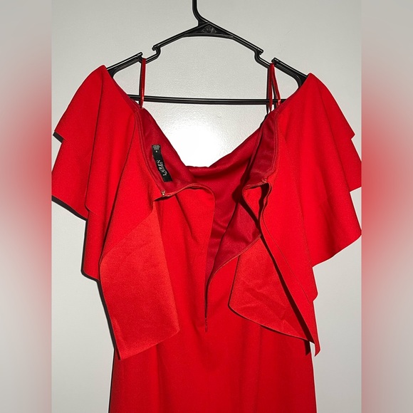 Ralph Lauren Vibrant Red Ruffle Mini Dress - Picture 8 of 13